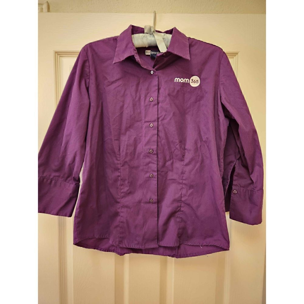 Mom 365 M plum deep purple button up long sleeve shirt cotton photographer